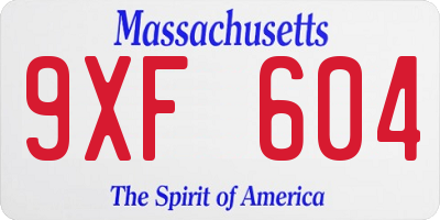 MA license plate 9XF604