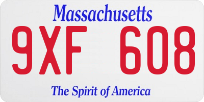 MA license plate 9XF608