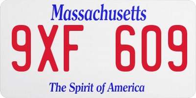 MA license plate 9XF609