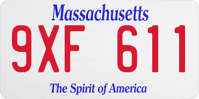 MA license plate 9XF611