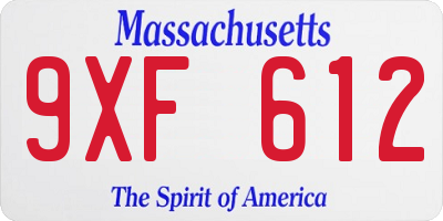 MA license plate 9XF612