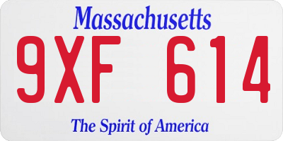 MA license plate 9XF614