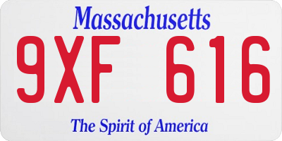 MA license plate 9XF616