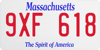 MA license plate 9XF618