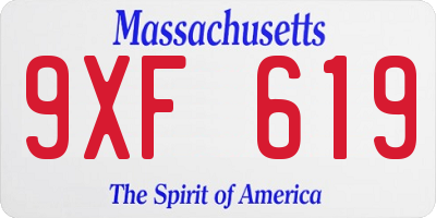 MA license plate 9XF619