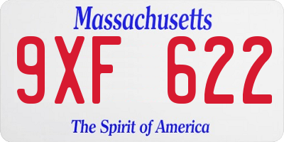 MA license plate 9XF622