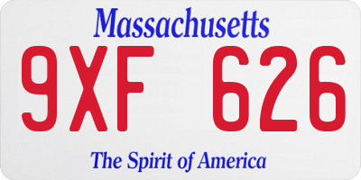 MA license plate 9XF626