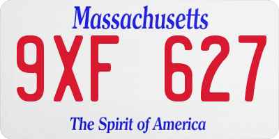 MA license plate 9XF627