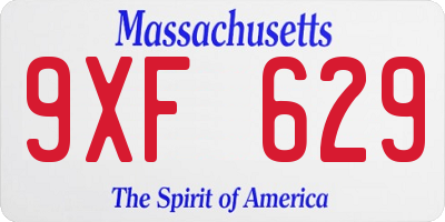MA license plate 9XF629