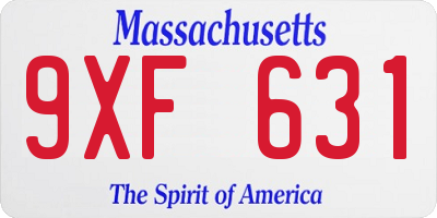 MA license plate 9XF631