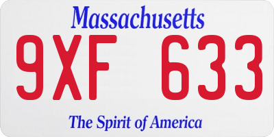 MA license plate 9XF633