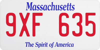 MA license plate 9XF635