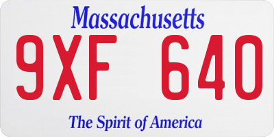 MA license plate 9XF640