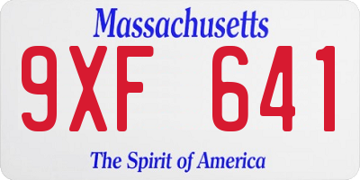 MA license plate 9XF641