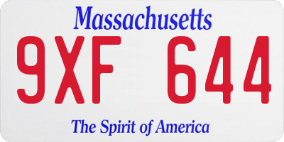 MA license plate 9XF644
