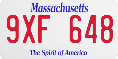 MA license plate 9XF648