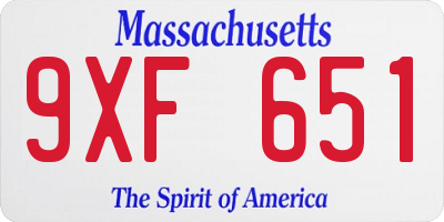 MA license plate 9XF651