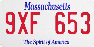 MA license plate 9XF653