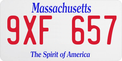 MA license plate 9XF657