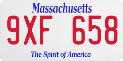 MA license plate 9XF658