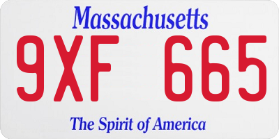 MA license plate 9XF665