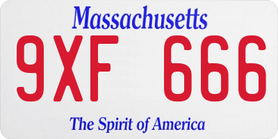 MA license plate 9XF666