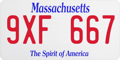 MA license plate 9XF667