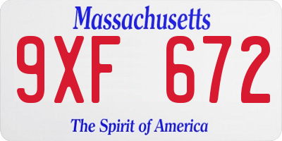 MA license plate 9XF672