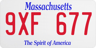 MA license plate 9XF677