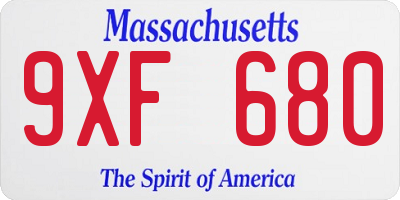MA license plate 9XF680