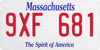 MA license plate 9XF681