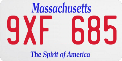 MA license plate 9XF685