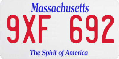 MA license plate 9XF692