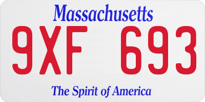 MA license plate 9XF693