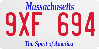 MA license plate 9XF694