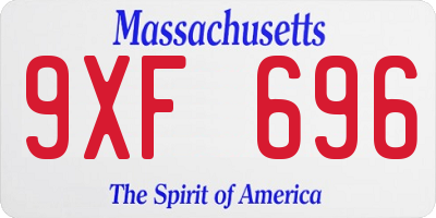 MA license plate 9XF696