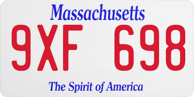 MA license plate 9XF698