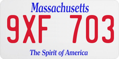 MA license plate 9XF703