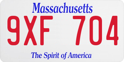 MA license plate 9XF704