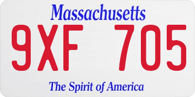 MA license plate 9XF705