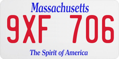 MA license plate 9XF706