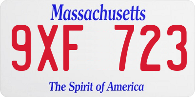 MA license plate 9XF723