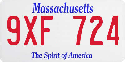 MA license plate 9XF724