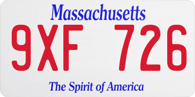 MA license plate 9XF726
