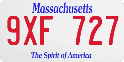 MA license plate 9XF727