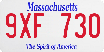 MA license plate 9XF730