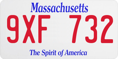 MA license plate 9XF732