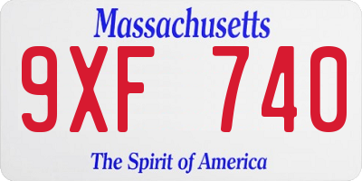 MA license plate 9XF740