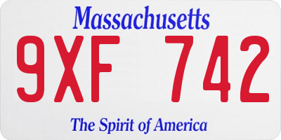 MA license plate 9XF742