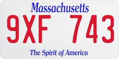 MA license plate 9XF743
